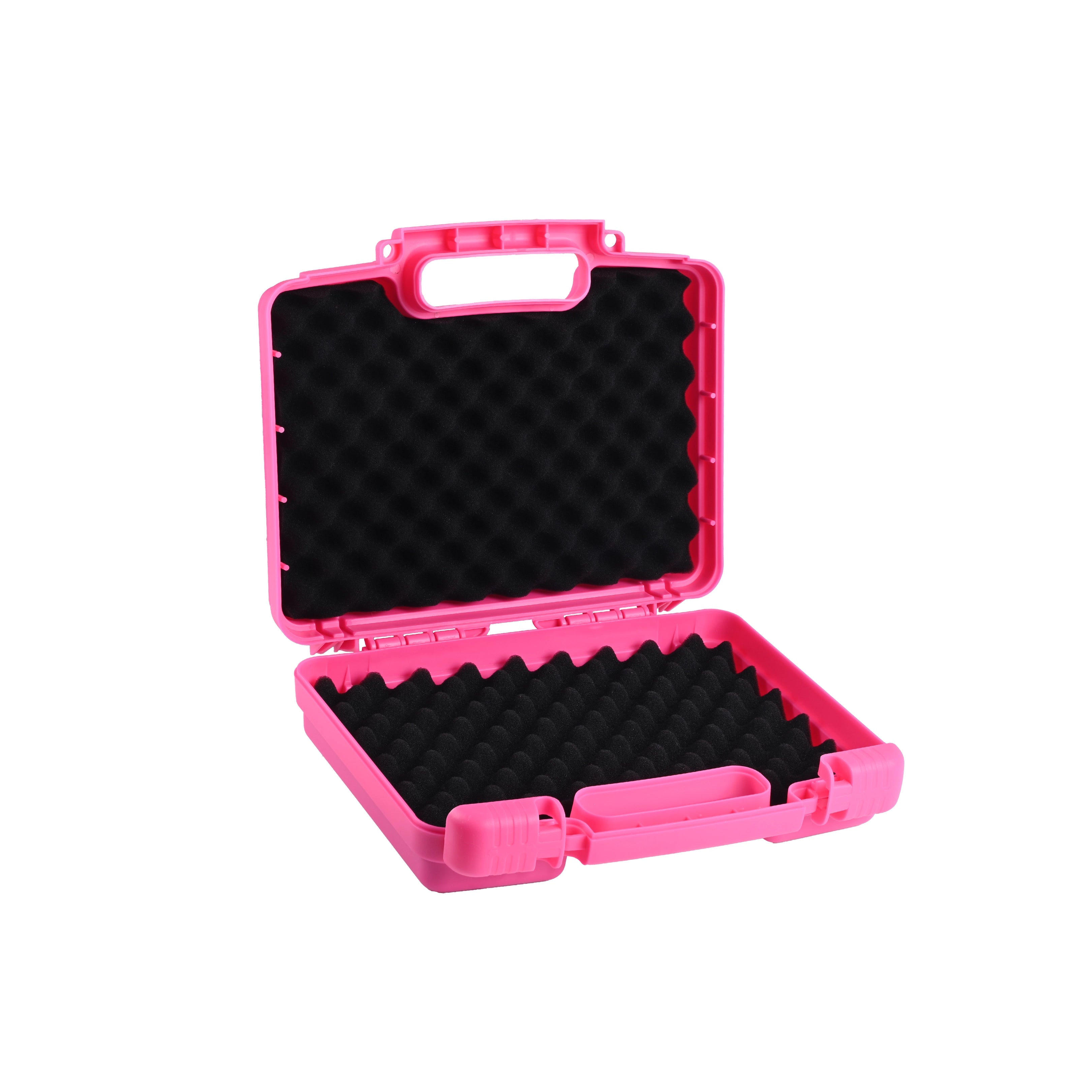 10" rose red waterproof weapon case open showing high-quality protective foam liner.