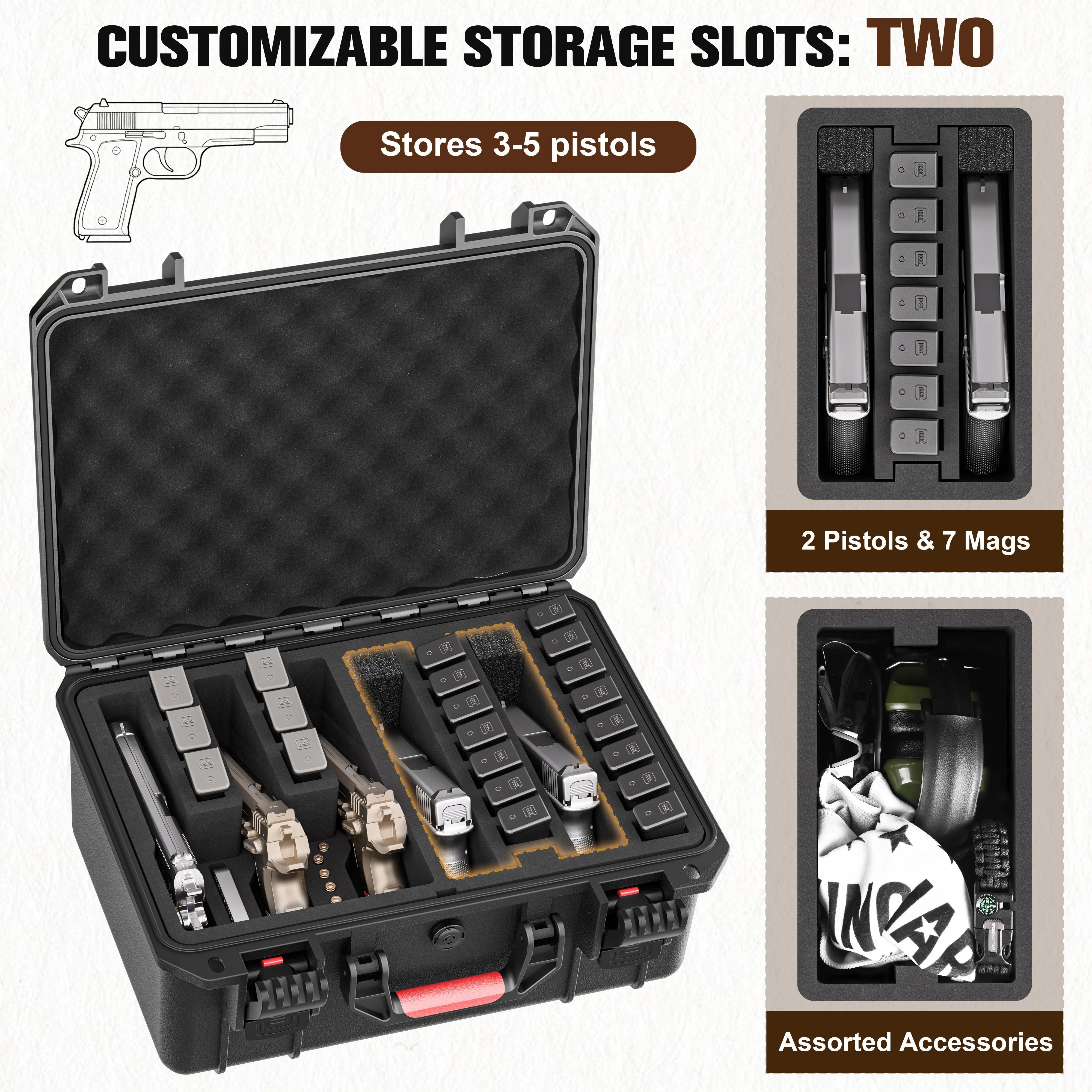 16" 5 Pistol Case & 21 Magazine Pre-Cut Combo Set