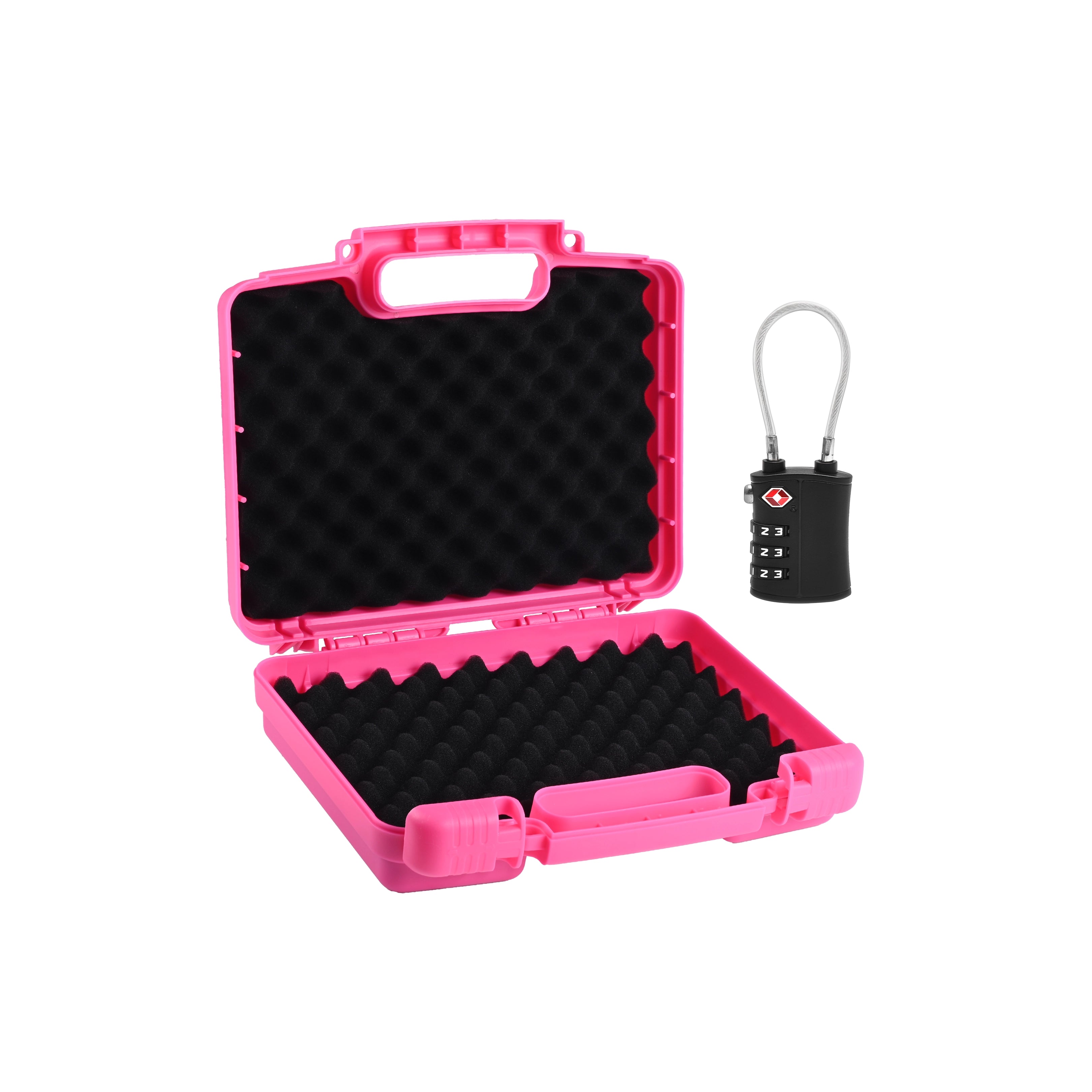 Secure waterproof weapon case featuring a dual lock hole design for enhanced safety during transport.