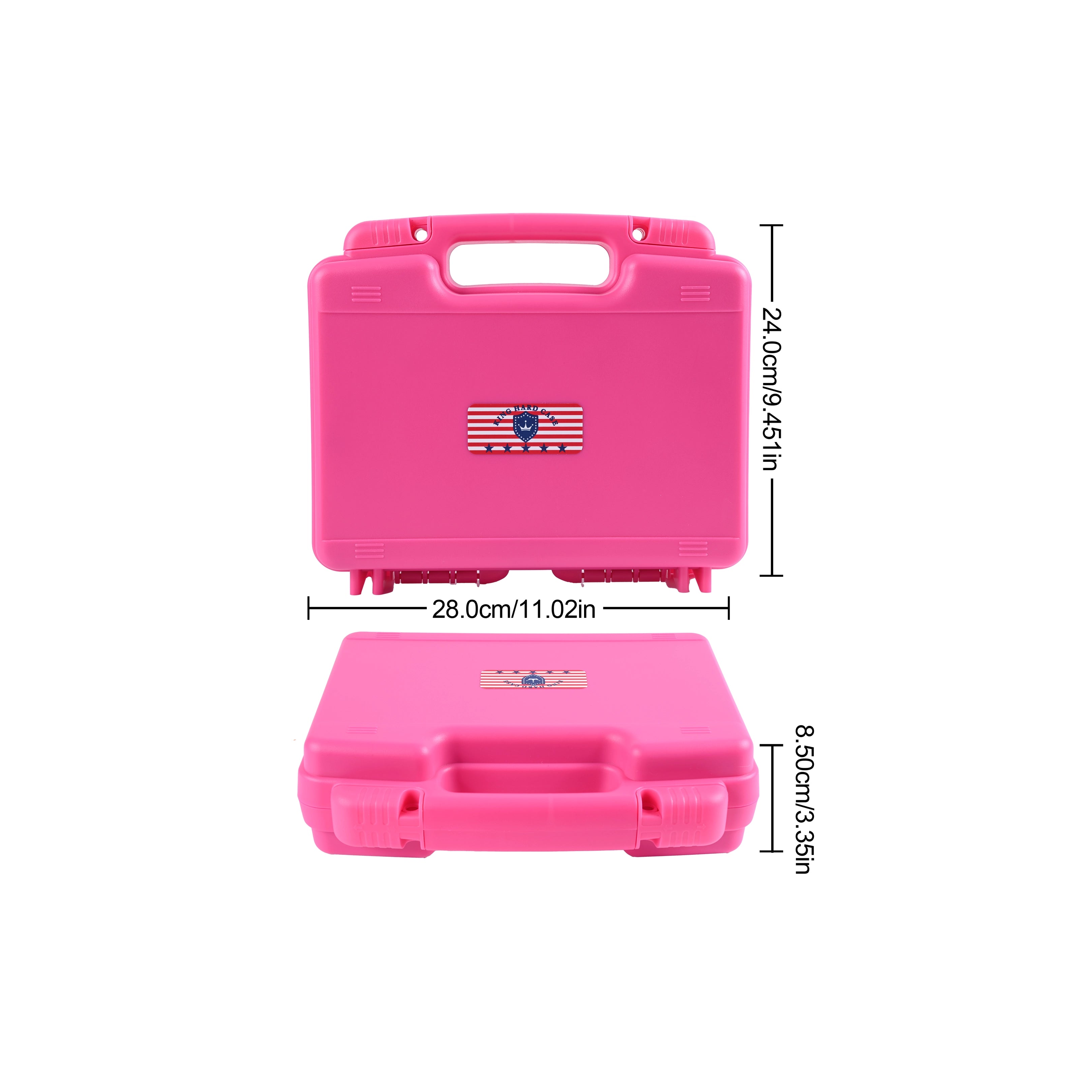 Exact size and dimensions of the 10-inch rose red waterproof ammo case.