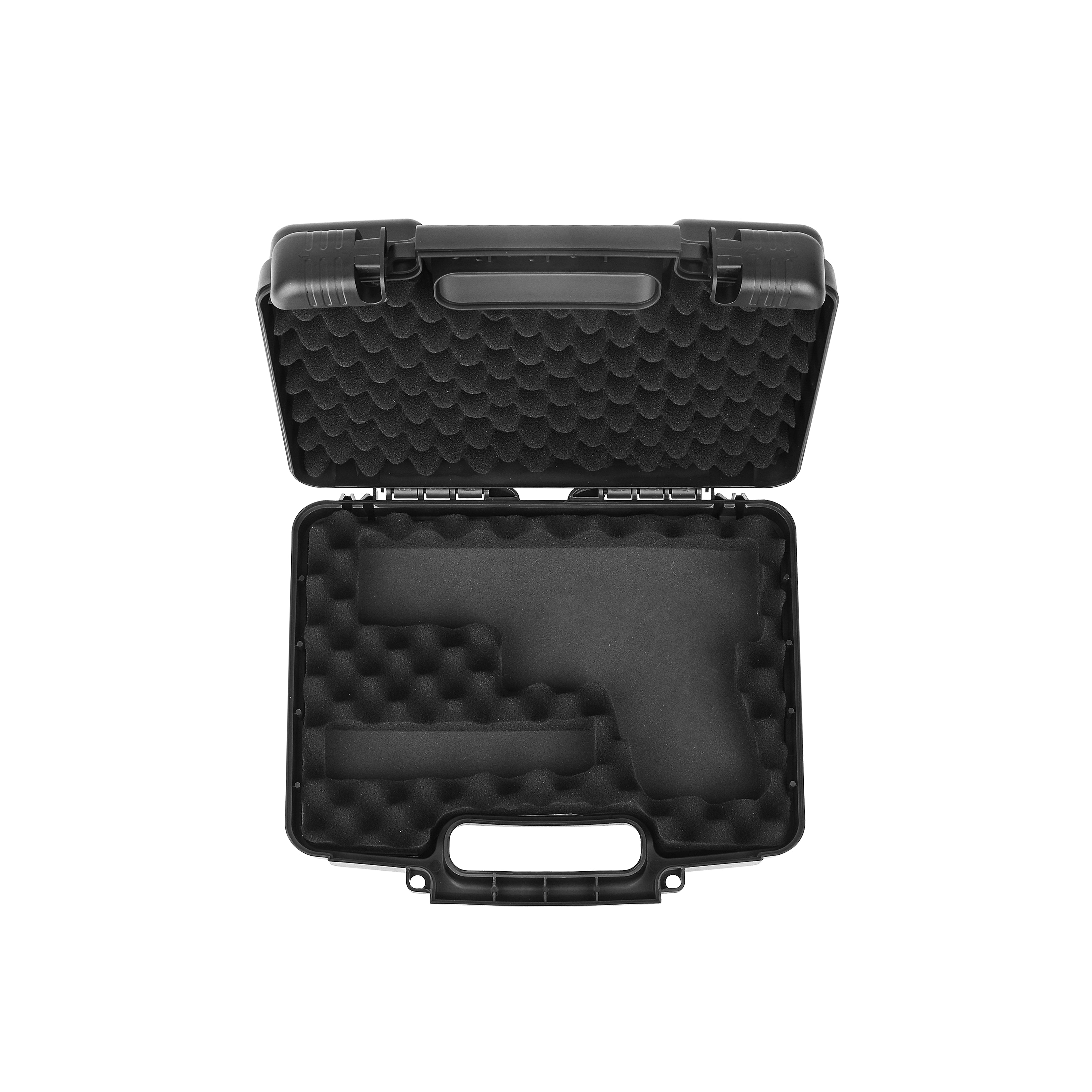 Top interior view of the waterproof ammo case and weapon storage, featuring a pre-cut liner for secure and organized storage.