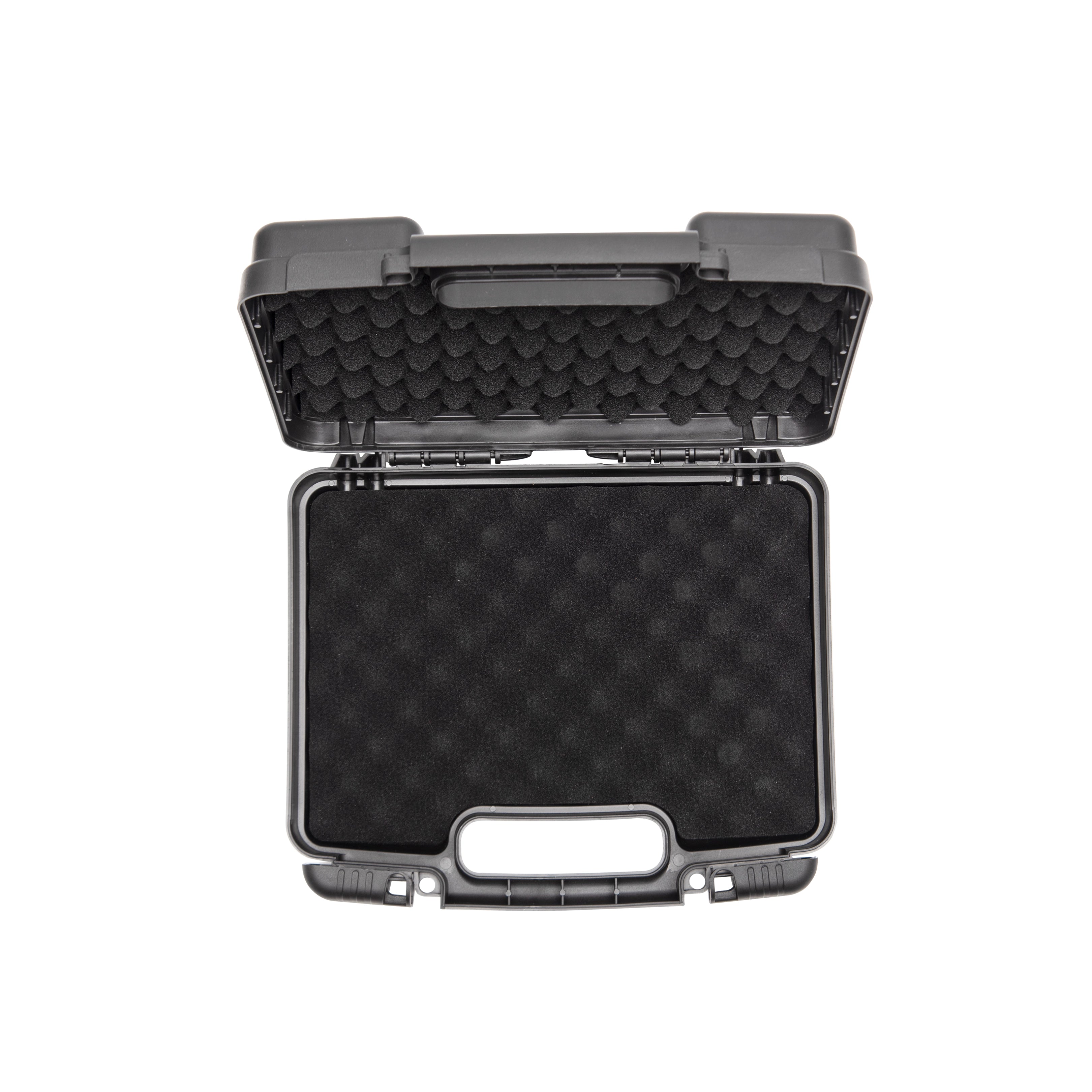 Top interior view of the 10-inch waterproof weapon case displaying premium protective foam to prevent scratches and damage.