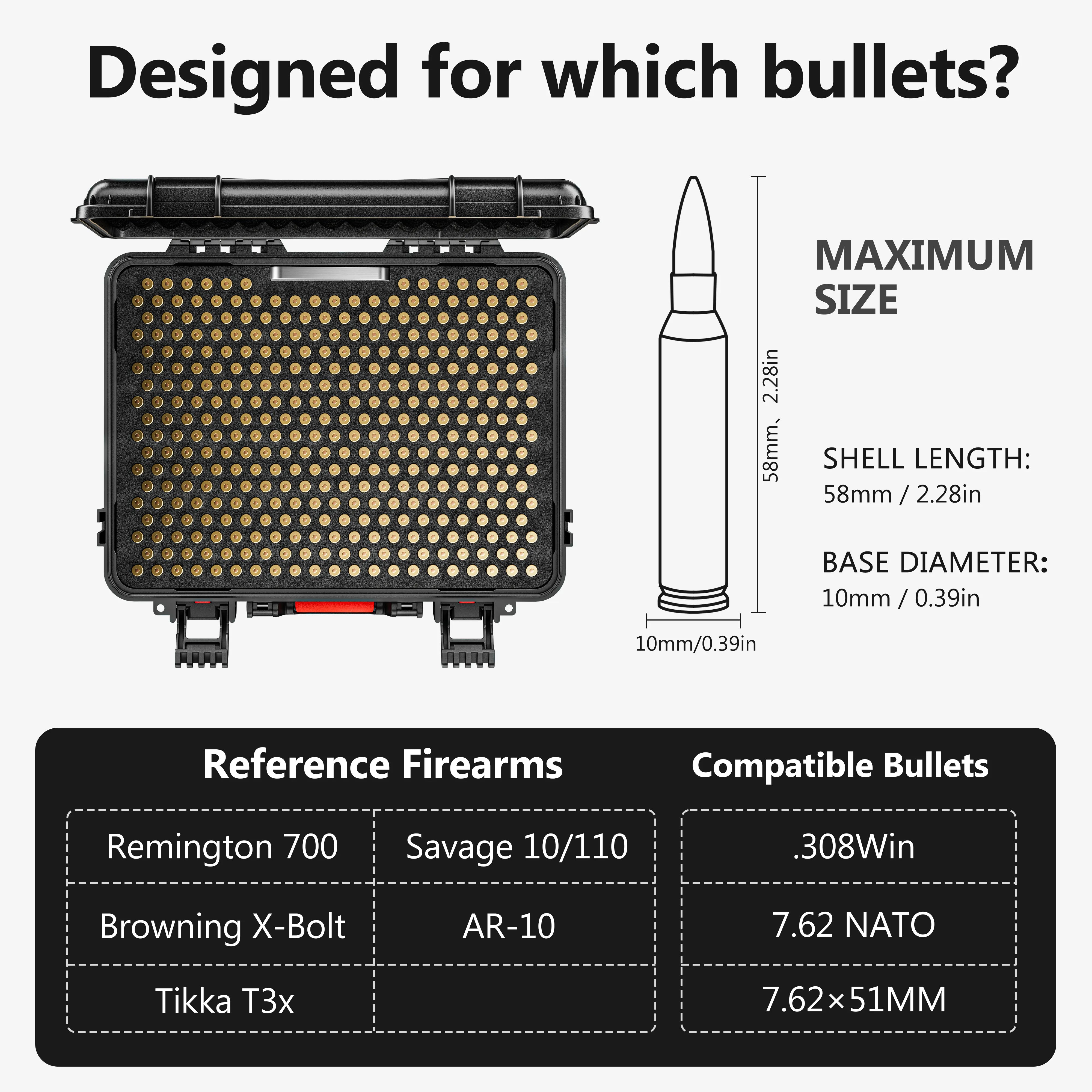 16" 7.62mm Ammo Storage Case 362 Round