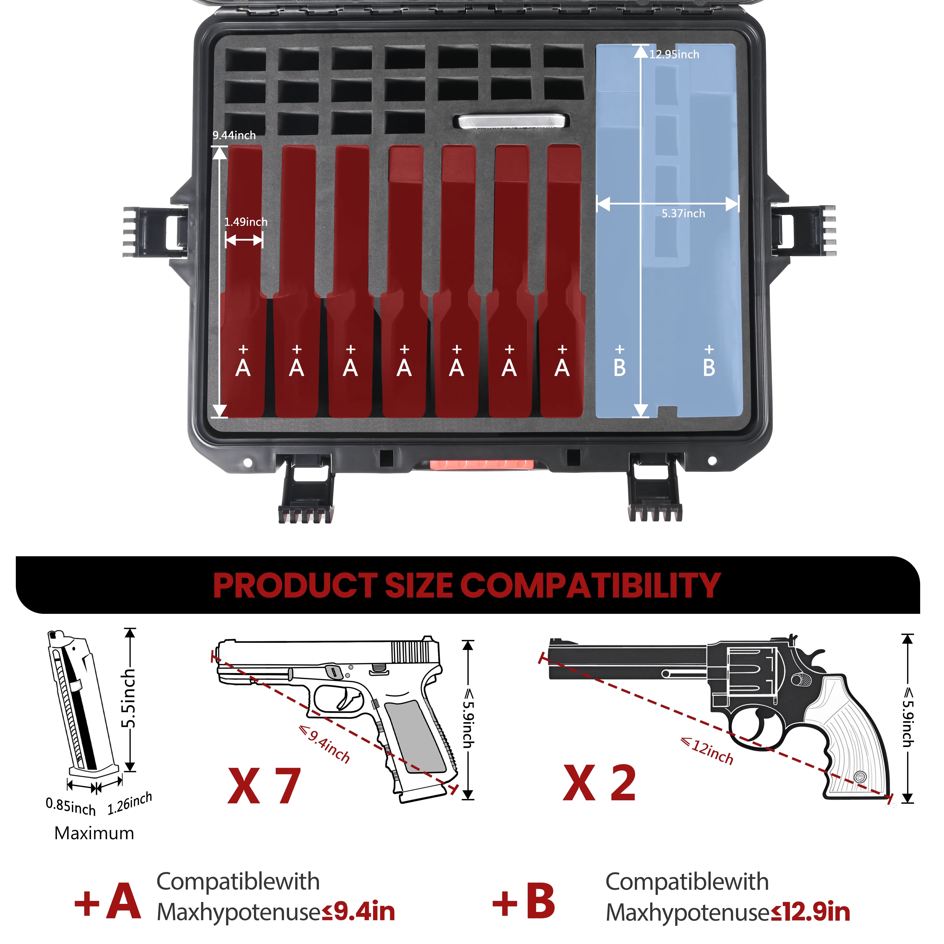 21" 9 Pistol Case & 22 Magazines– Pre-Cut Storage Case