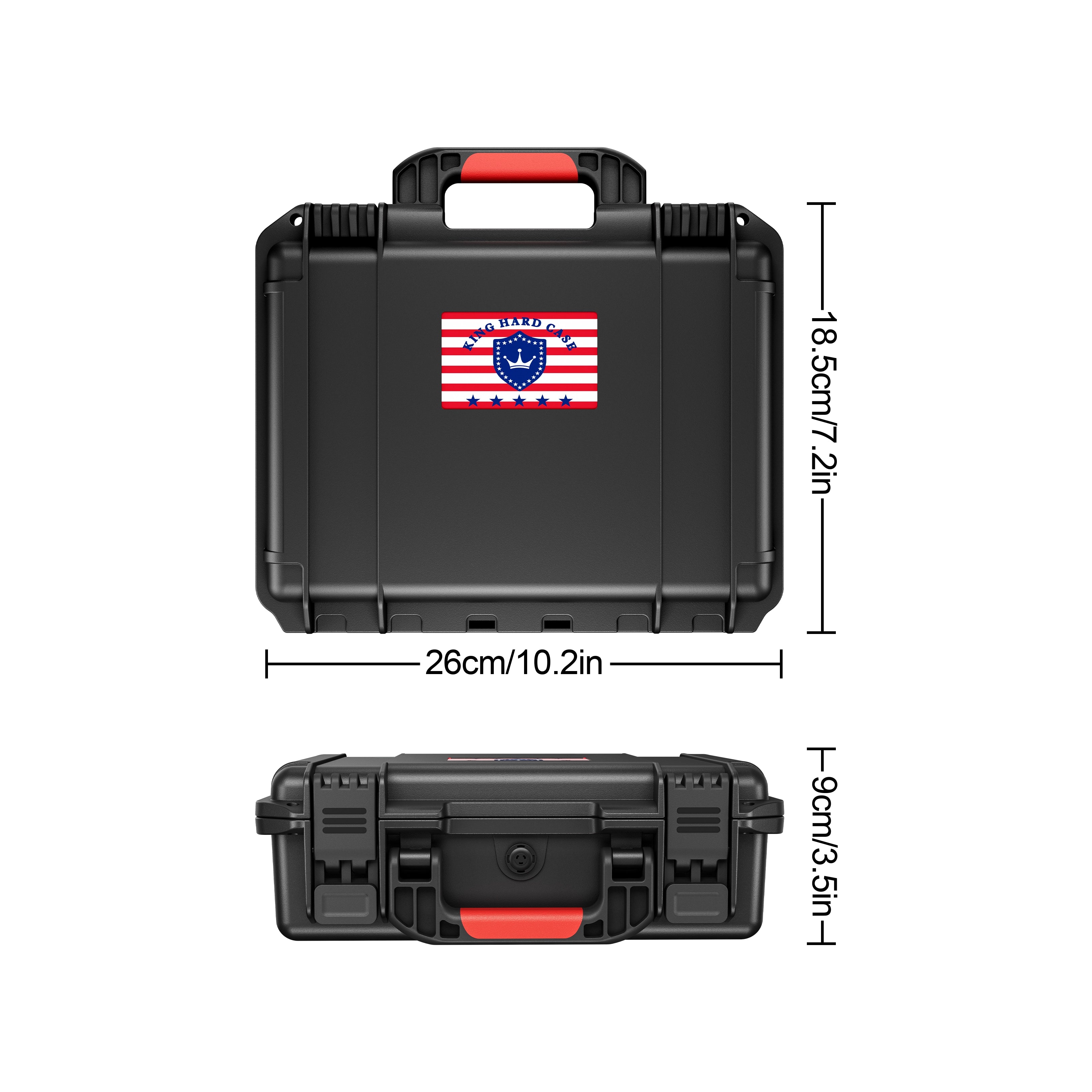 Exact exterior dimensions of the IP67 11-inch 5.56 waterproof weapon case equipped with an air pressure adjustment valve.