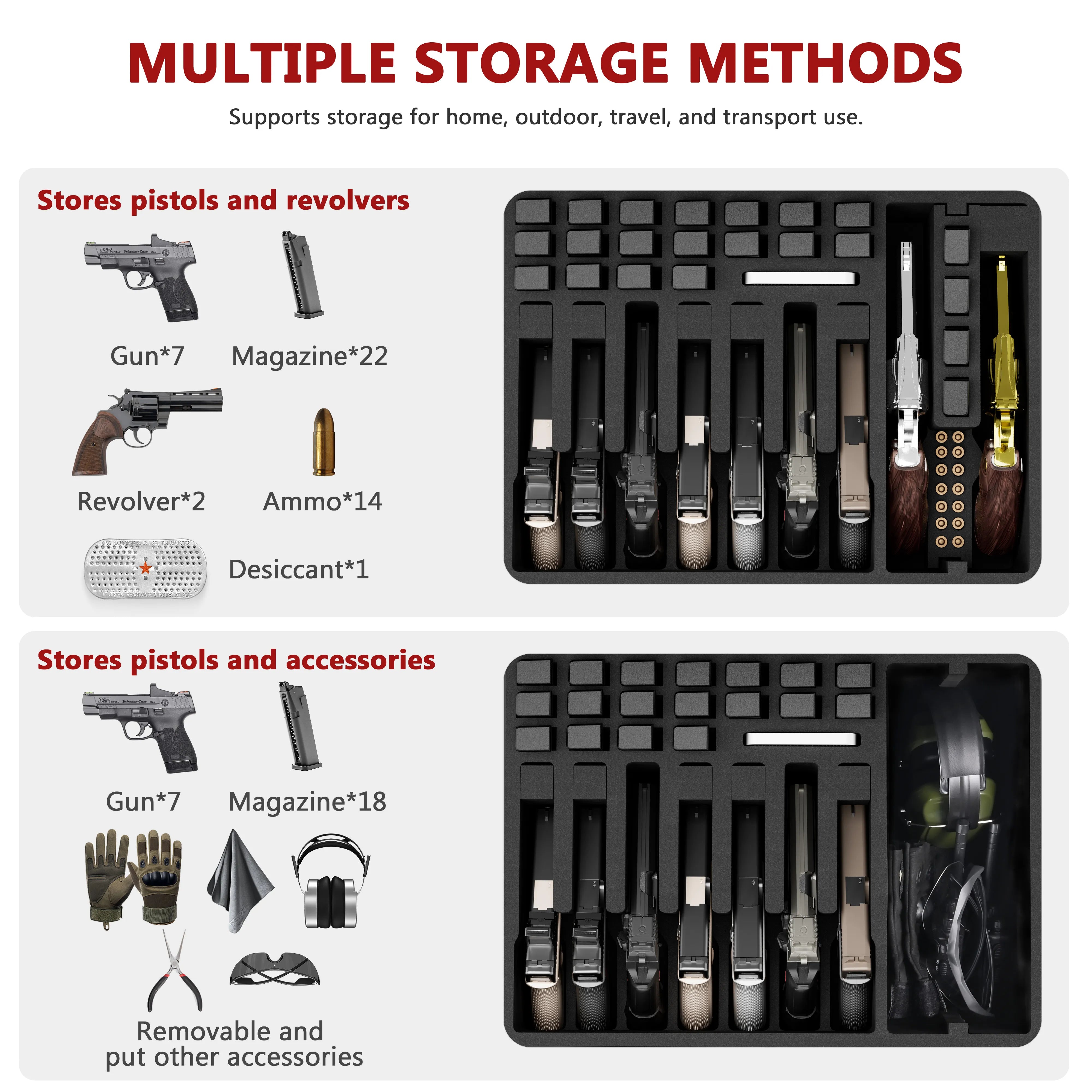 21" 9 Pistol Case & 22 Magazines– Pre-Cut Storage Case