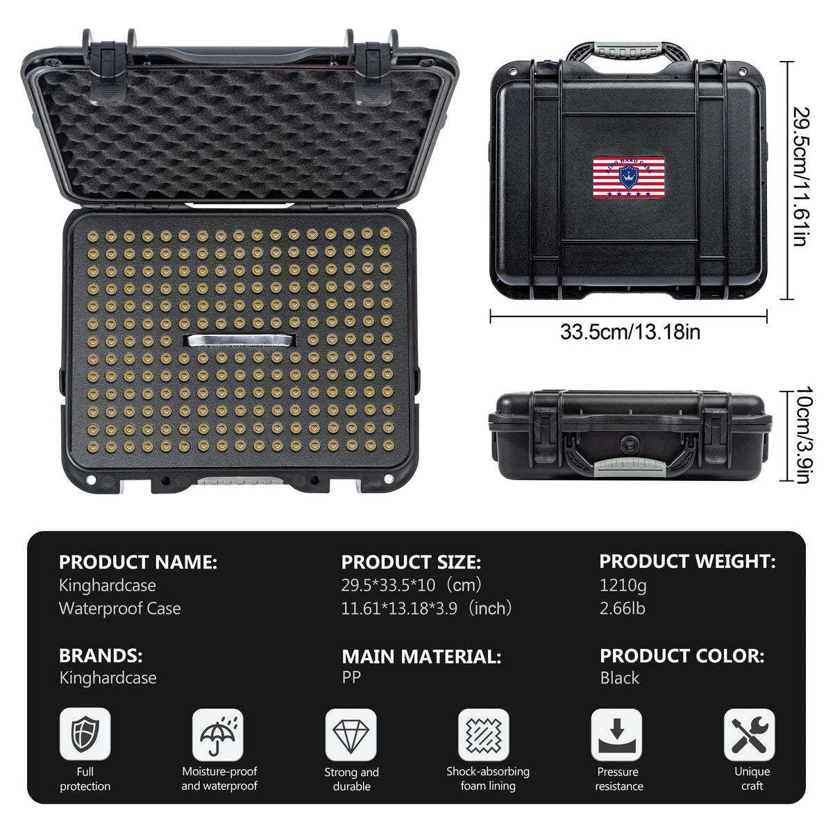 12" 12mm Ammo Storage Case 214 Round
