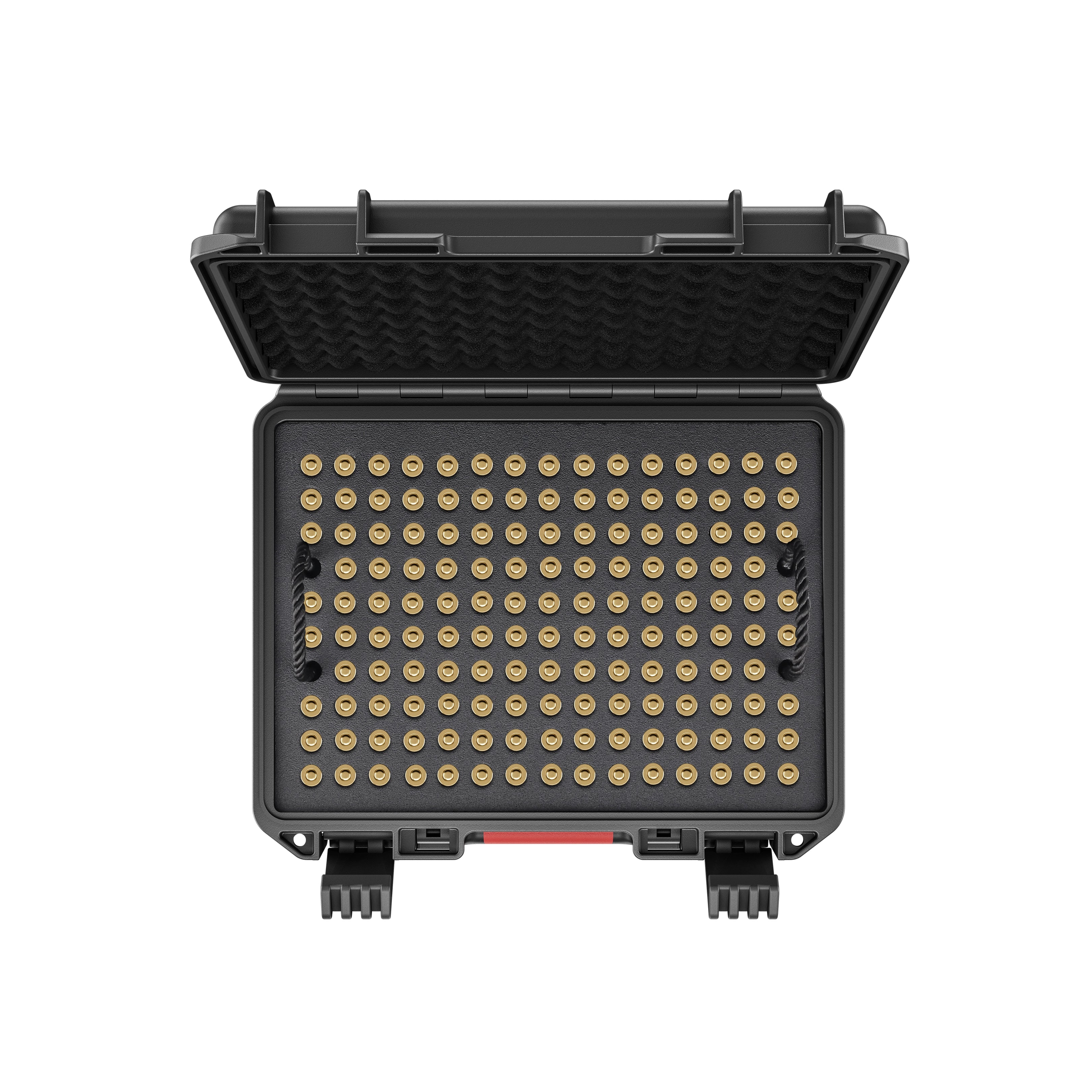 Top interior view of the 40 S&W waterproof ammo storage case featuring high-quality protective foam.