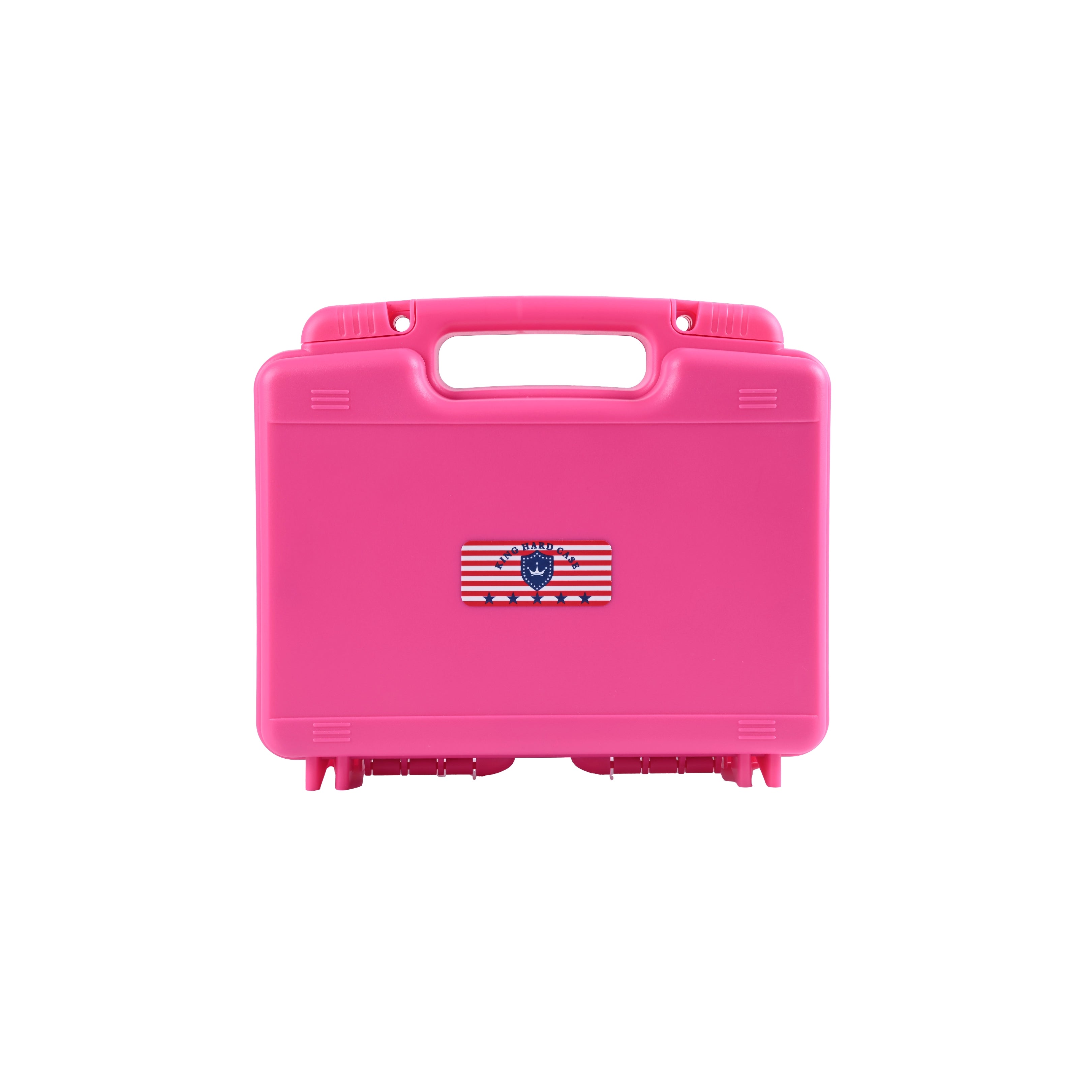 Front view of the lightweight and compact rose red waterproof ammo case by KINGHARDCASE.