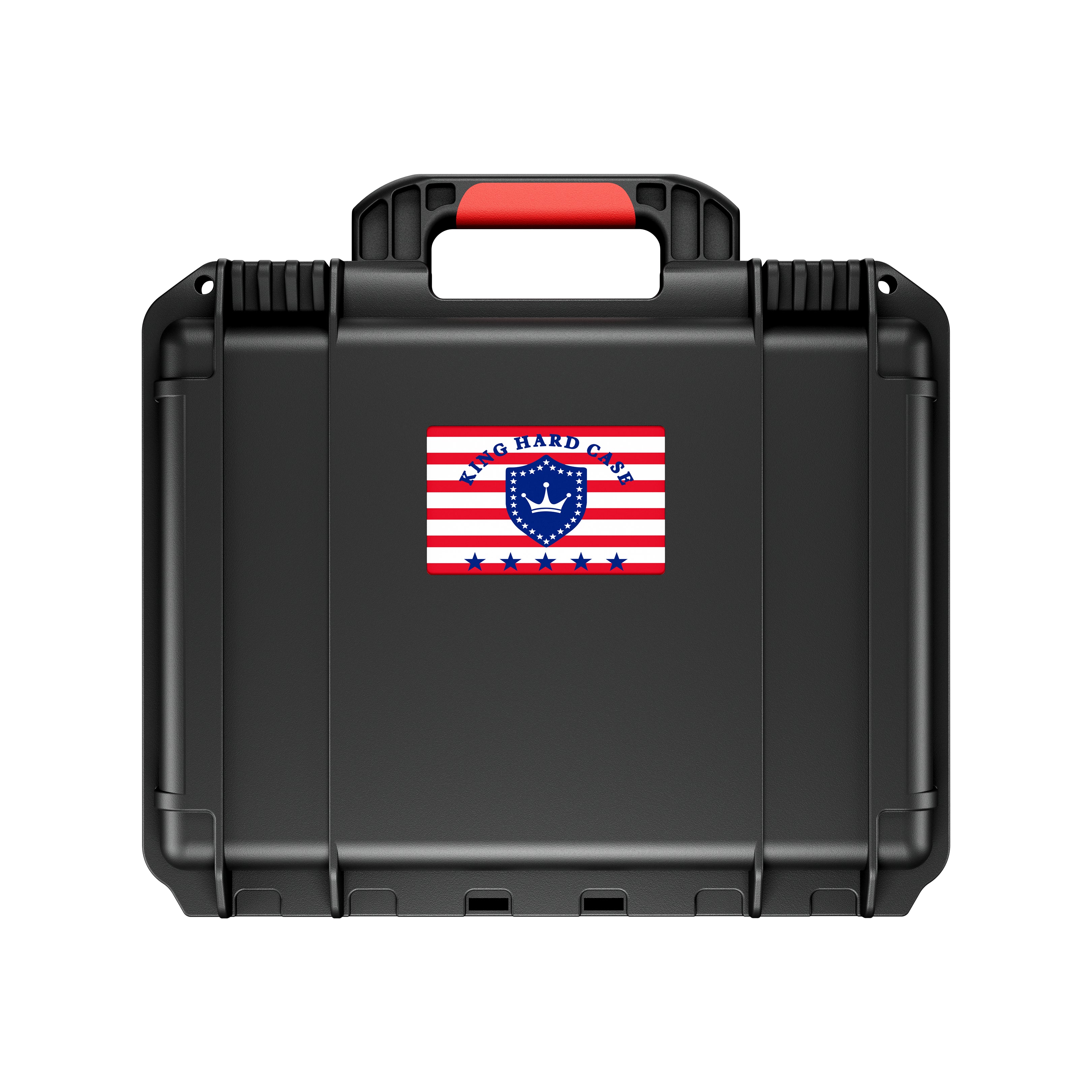Front view of the impact-resistant and drop-proof black waterproof weapon case by KINGHARDCASE.